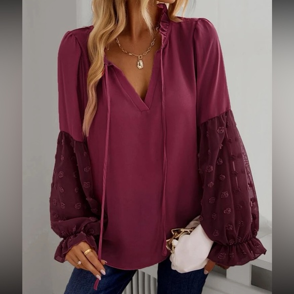 Boho Swiss Dot Oversized Blouse - Picture 15 of 16